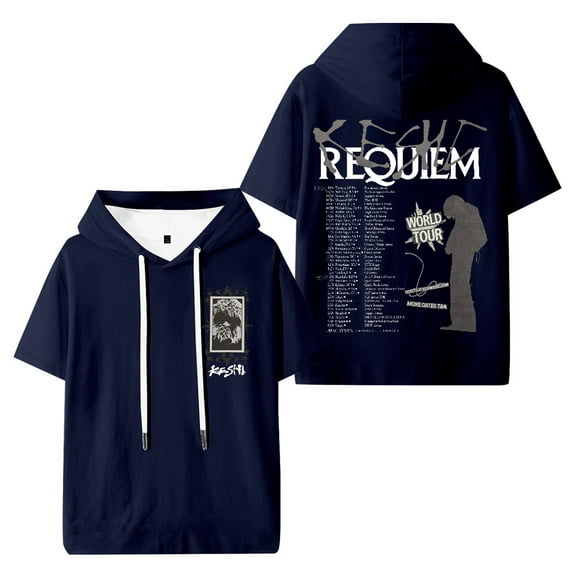 Keshi Requiem World Tour Hooded Short Sleeve Men Women Casual Hoody Fashion Tops