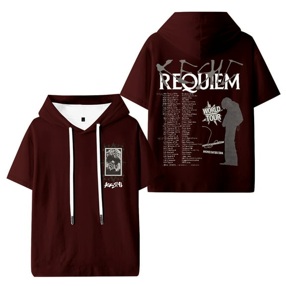 Keshi Requiem World Tour Hooded Short Sleeve Men Women Casual Hoody Fashion Tops