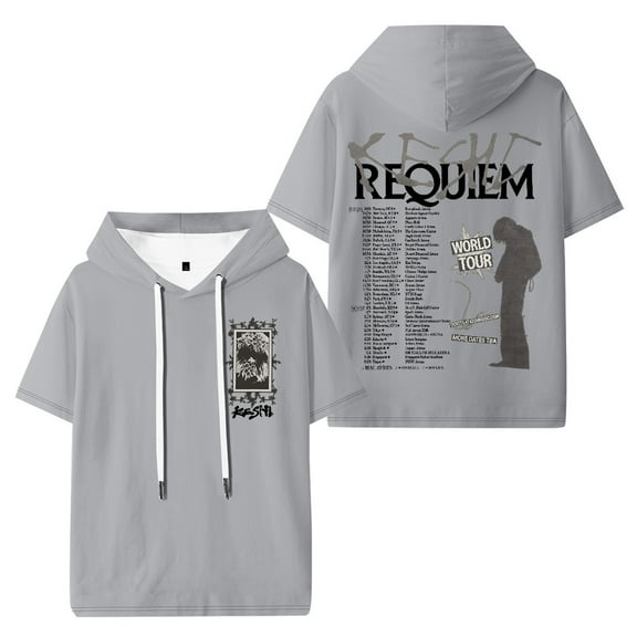 Keshi Requiem World Tour Hooded Short Sleeve Men Women Casual Hoody Fashion Tops