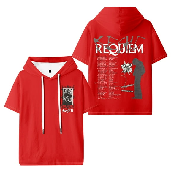 Keshi Requiem World Tour Hooded Short Sleeve Men Women Casual Hoody Fashion Tops