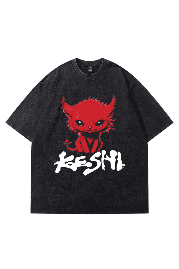 Keshi Requiem World Tour Merch Monster Vintage Wash Unisex Cotton T - Shirt with Short Sleeves