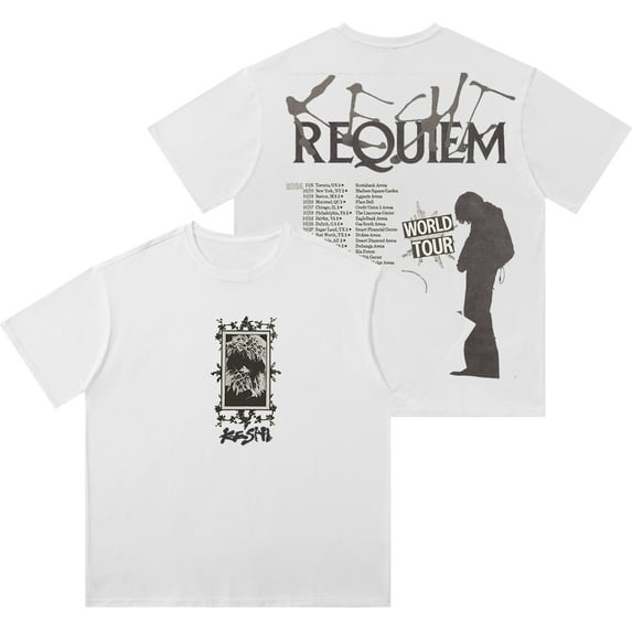 Keshi Requiem World Tour Merch Vintage Wash Cotton T-Shirts Cosplay Women Men Fashion Short Sleeve