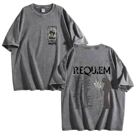 Keshi Requiem World Tour Washed Cotton Tshirt Hip Hop Short Sleeve Vintage 90s Tees