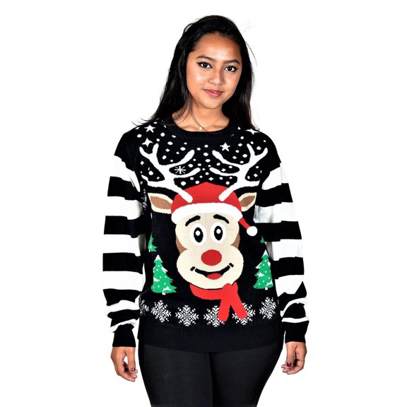 Kesis Women's Ugly Christmas Sweater, Long Sleeve Crew Neck Acrylic Holiday Pullover, 2XL