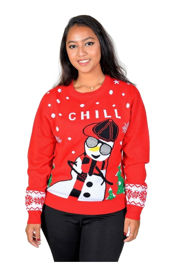 Women's Ugly Christmas Sweater, Long Sleeve Crew Neck Acrylic Holiday Pullover, 3XL