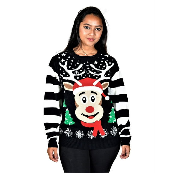 Kesis Women's Ugly Christmas Sweater, Long Sleeve Crew Neck Acrylic Holiday Pullover, S