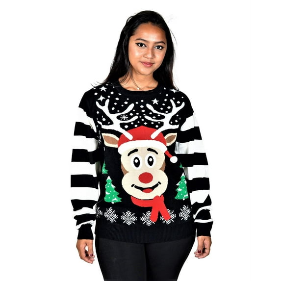 Kesis Women's Ugly Christmas Sweater, Long Sleeve Crew Neck Acrylic Holiday Pullover, XL