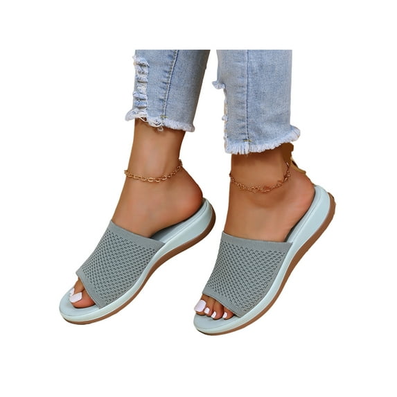 Kesitin Ladies Slides Sandals Arch Support Comfy Open Toe Slippers Summer Wedge Shoes Size 5.5-10