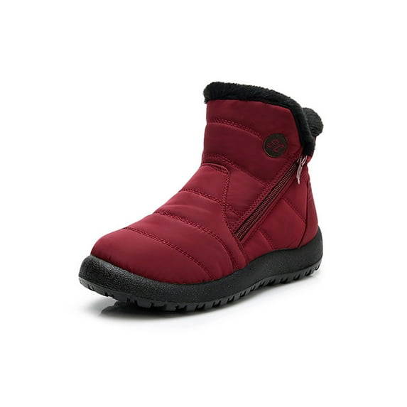 Kesitin Snow Shoes for Women Wide Non Slip Snow Boots Outdoor Casual Ankle Booties Comfortable Plush Lining Red US 11