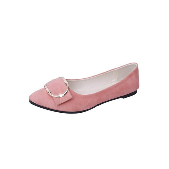 Kesitin Women Anti-Slip Casual Pointed Toe Dress Shoe Ladies Walking Cozy Pumps Flats Pink 7
