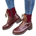 thumbnail image 1 of Kesitin Womens Mid Calf Zipper Lace Up Boots Ladies Army Combat Military Biker Shoes, 1 of 6