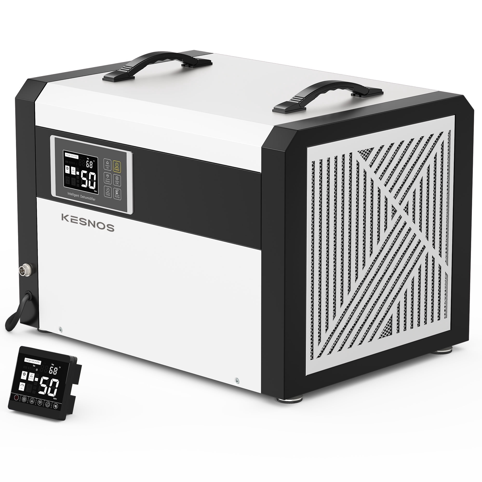 Waykar Kesnos 158 Pints Large Commercial Dehumidifier with Pump and Drain Hose for up to 7500 Sq. Ft. - 24 Hr Timer Ideal for Basements, Industrial Space, Crawlspace - Includes Remote Control