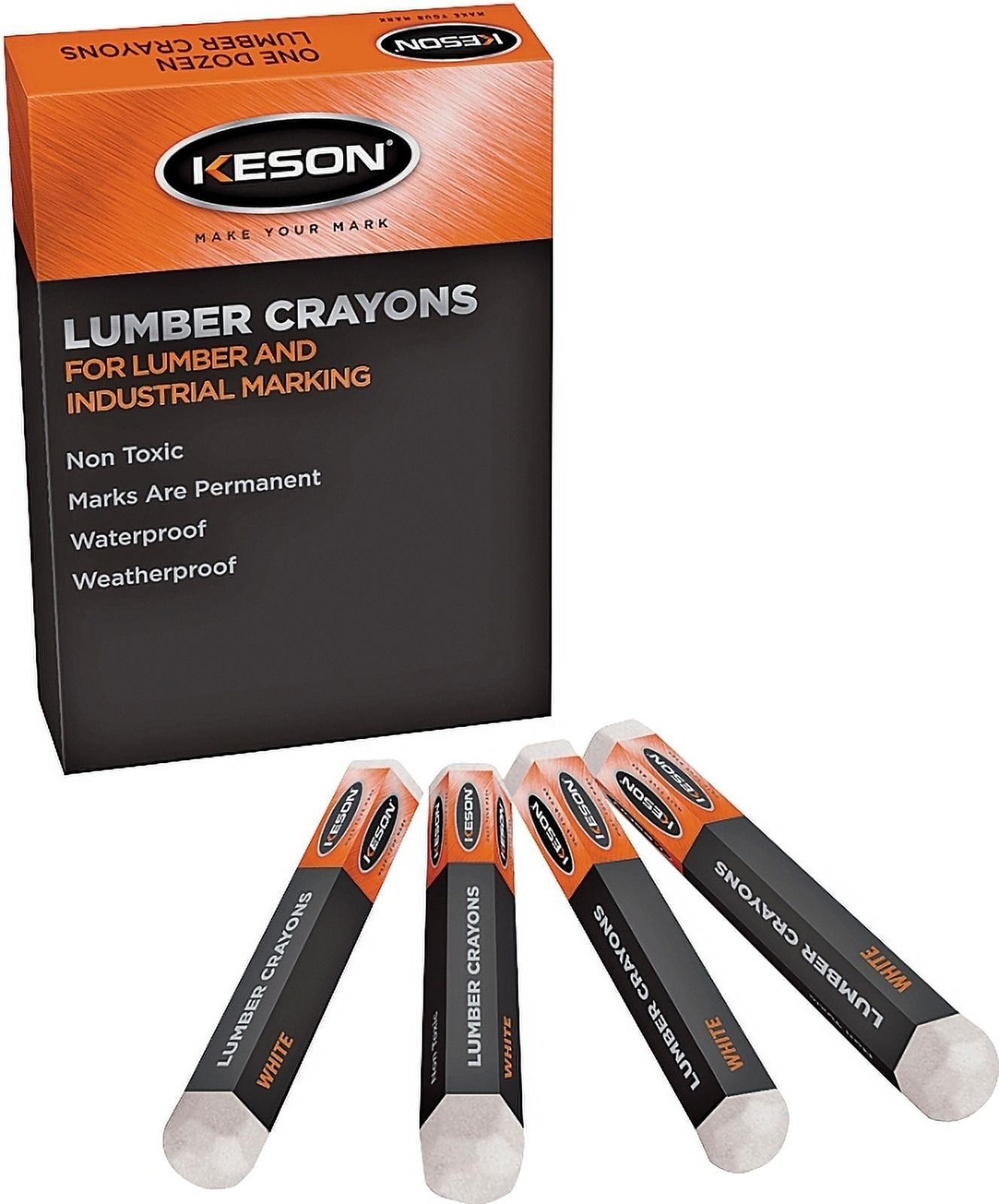 Keson LCWHITE Lumber Crayon, 0.318 in Dia X 5 in L, White
