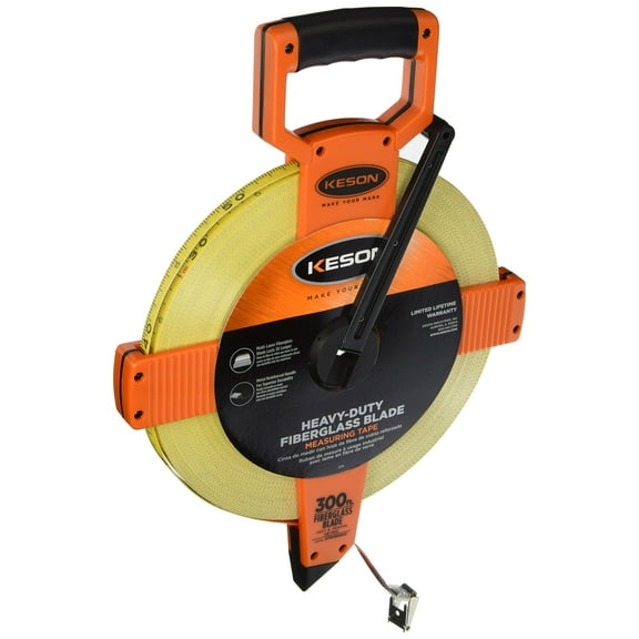 Keson OTR10M300 Open Reel Fiberglass Tape Measure Reel with Double Hook (Graduations: 1/10, 1/100 & m, cm, 2mm), 100M / 300-Foot CA2