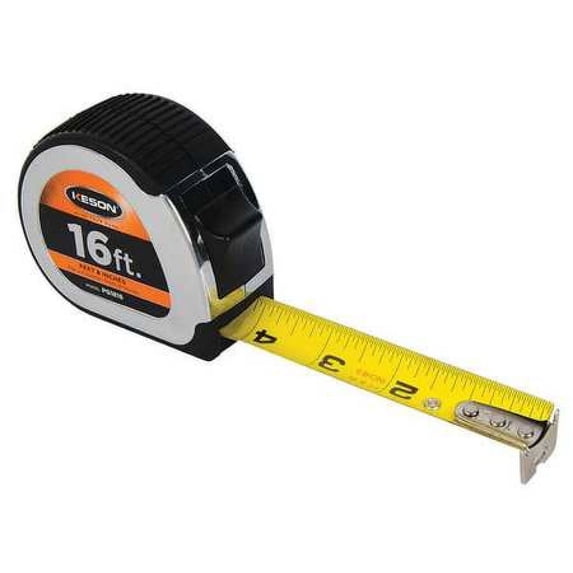 Keson Tape Measure,1 In x 16 ft,Chrome/Black PG1816