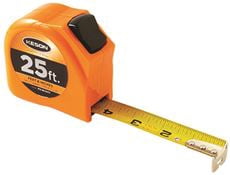 Keson Short Measuring Tape With Toggle Lock, 33 Ft. X 1 In., Orange