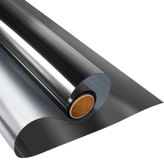 Kespen Window Film One Way Daytime Static Cling Sun Blocking Anti Uv Reflective Tint For Home And Office Black-silver 17.5 Inch X 6.5 Feet