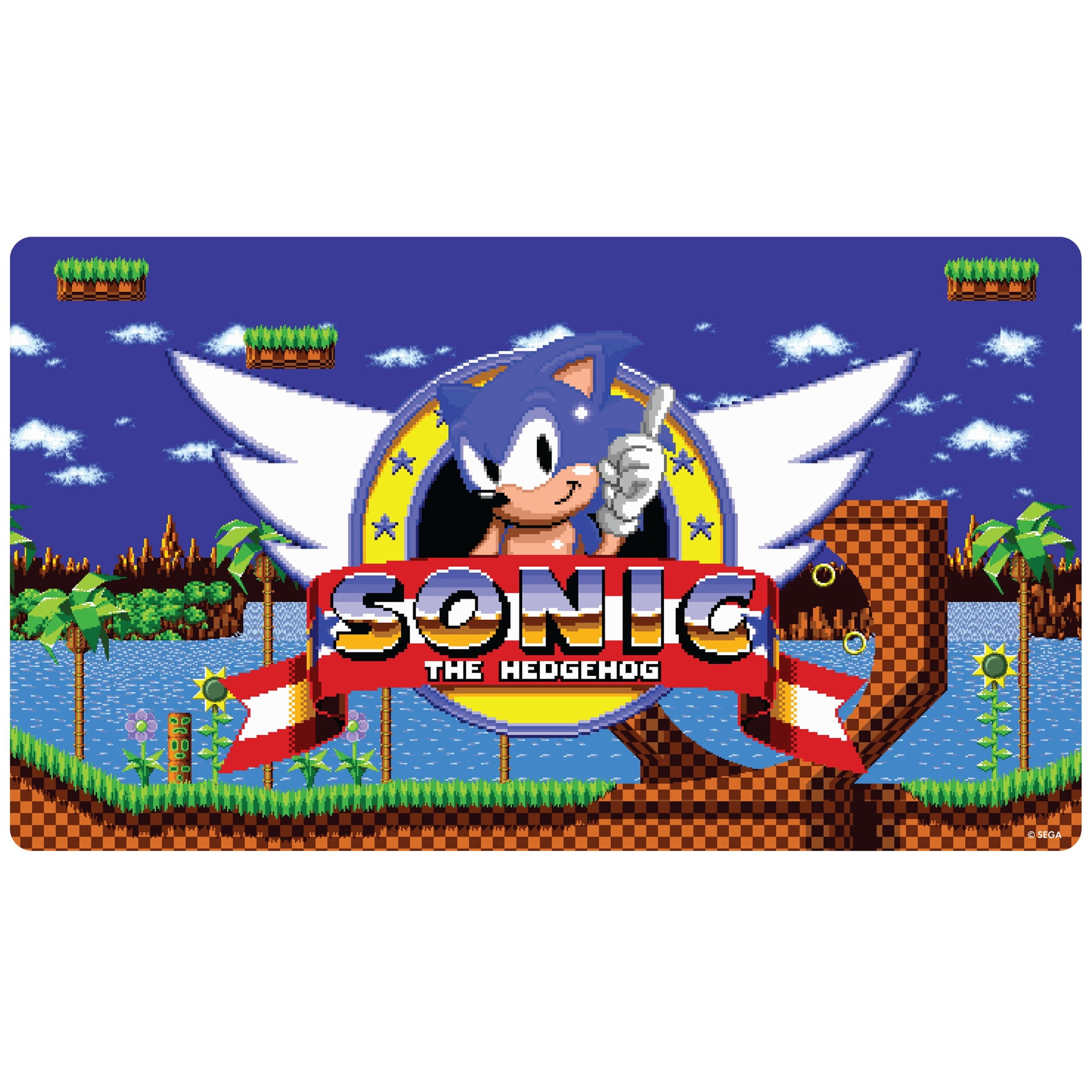 KESS: Sonic: Playmat - Green Hills Zone - 23.75 x 13.5" Neoprene, Non-Slip, Tabletop Accessory, Protection, Card-Board-Dice-CCG-RPG Games, Mouse Pad