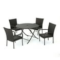 thumbnail image 1 of Kessa Outdoor 5 Piece Wicker Dining Set with Foldable Table and Stacking Chairs, Multibrown, 1 of 12
