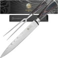 thumbnail image 1 of Kessaku 8 inch Slicing Meat Carving Knife and 6 inch Serving Fork Set - Samurai Series - Razor Sharp Kitchen Knife - Forged 7Cr17MoV High Carbon Stainless Steel - Wood Handle with Blade Guard, 1 of 11