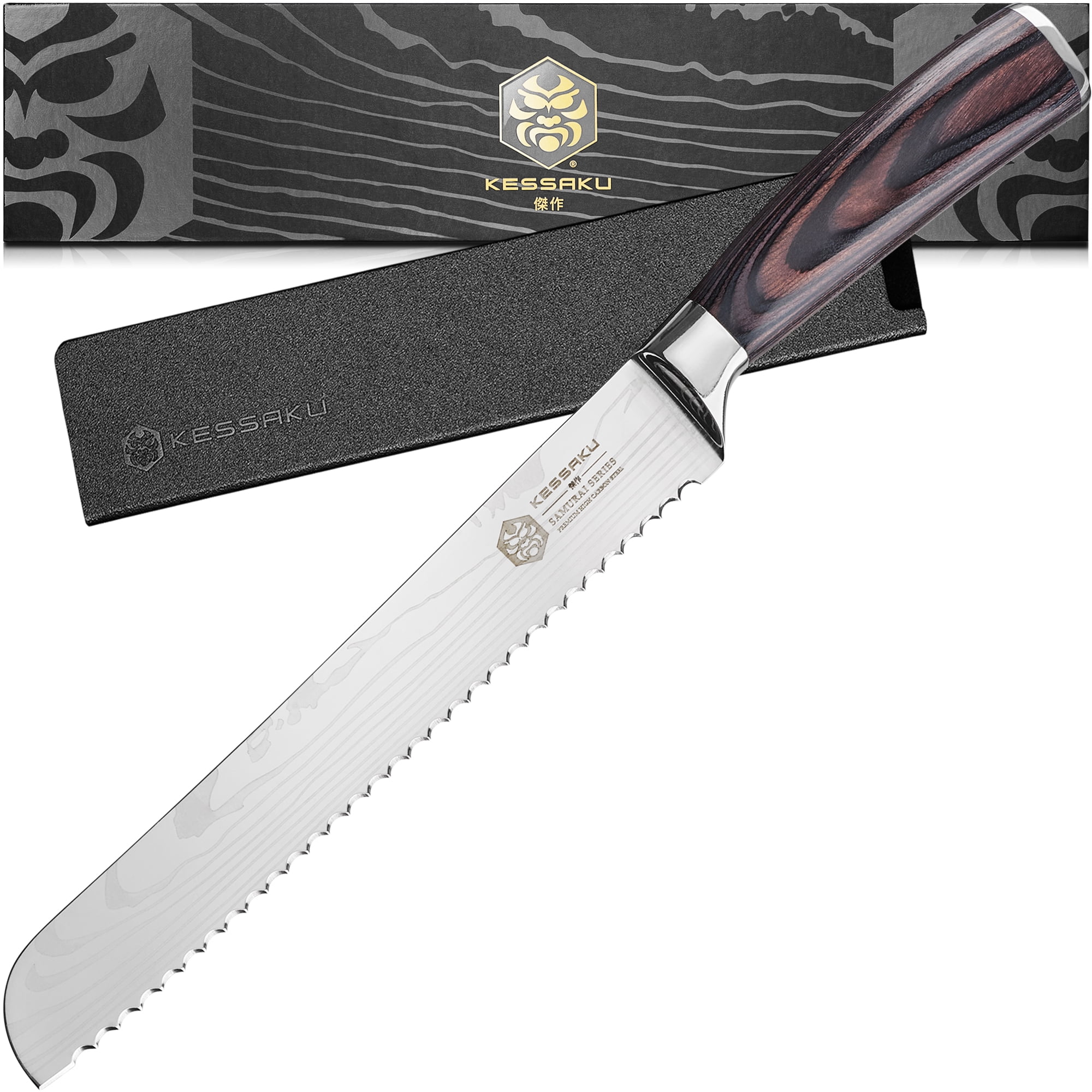 Kessaku Serrated Bread Knife - 8 inch - Samurai Series - Razor Sharp ...
