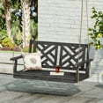 thumbnail image 1 of Kessler Acacia Wood Outdoor Hanging Porch Swing, Dark Gray, 1 of 7