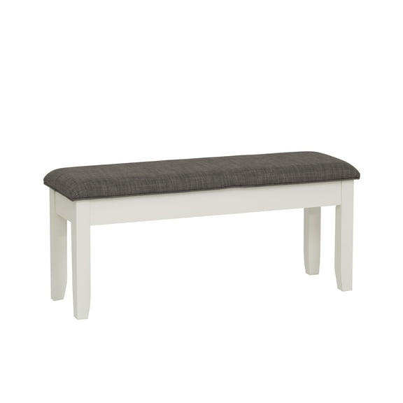 Kesten Farmhouse Dining Bench with Storage, Vanilla White Base with Rustic Taupe Fabric