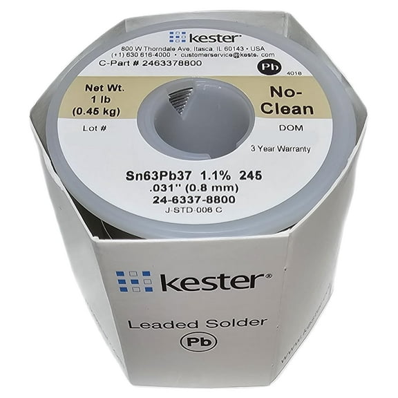 Kester 24-6337-8800 50 Activated Rosin Cored Wire Solder Roll, 245 No-Clean, 63/37 Alloy, 0.031" Diameter