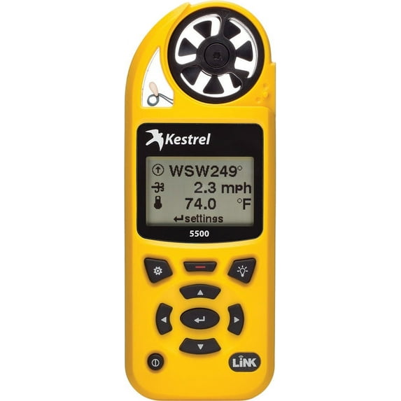 Kestrel 5500 Pocket Weather Meter with LiNK and Vane Mount, Yellow