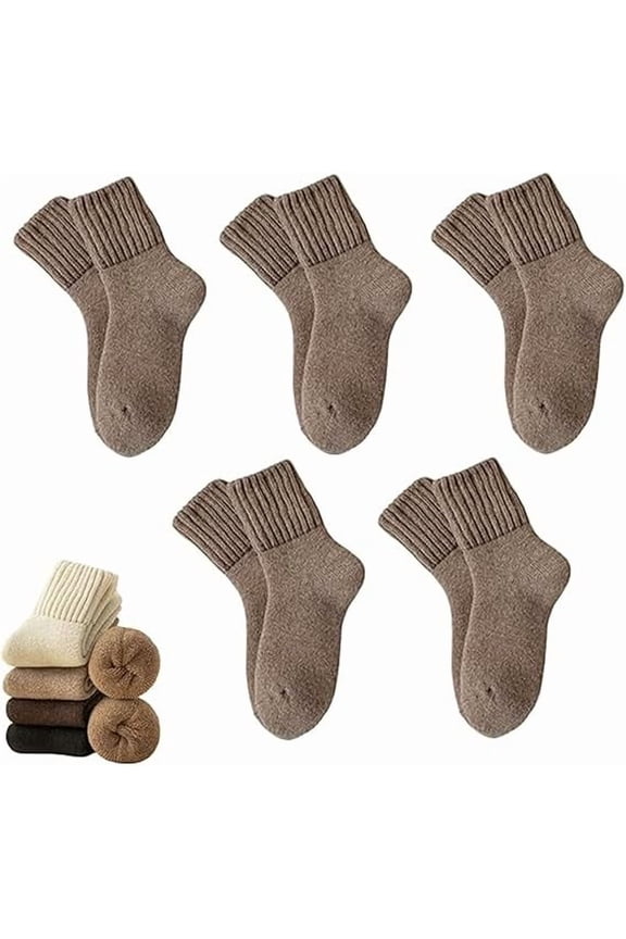 Kesuv Fall Socks, Kesuv 5 Pairs Women's Solid Mid-calf Socks, Cozy Sweater Sock, for Fall Winter(5 Pairs* A)