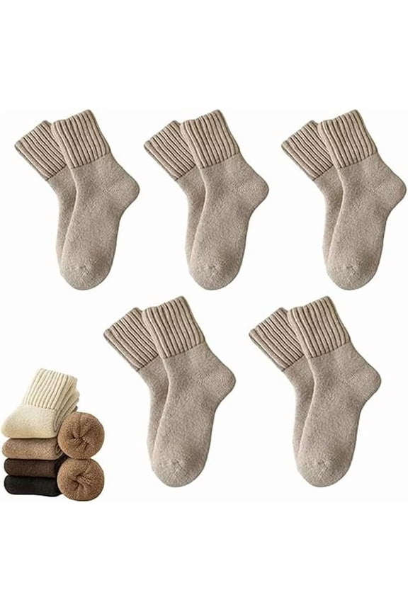 Kesuv Fall Socks, Kesuv 5 Pairs Women's Solid Mid-calf Socks, Cozy Sweater Sock, for Fall Winter(5 Pairs* E)
