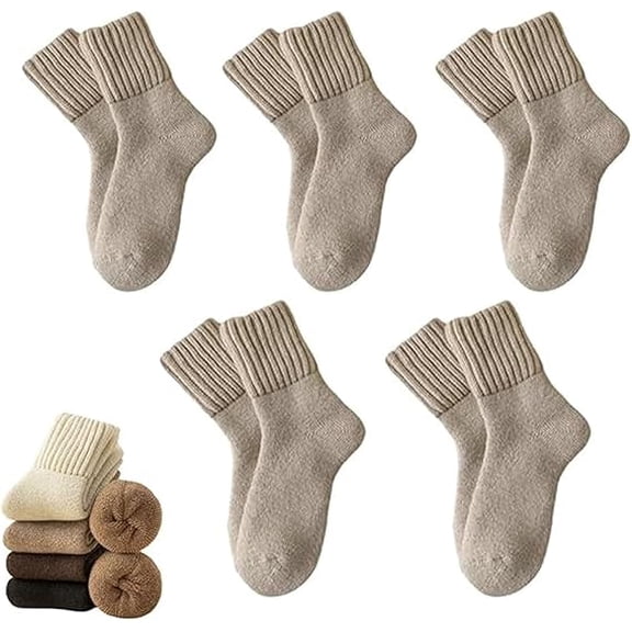 Kesuv Fall Socks, Kesuv 5 Pairs Women's Solid Mid-calf Socks, Cozy Sweater Sock, for Fall Winter