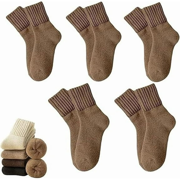 Kesuv Fall Socks, Kesuv 5 Pairs Women's Solid Mid-calf Socks, Nyzfexk Sock, for Fall Winter, Womens Thick Thermal Crew Sock Comfortable
