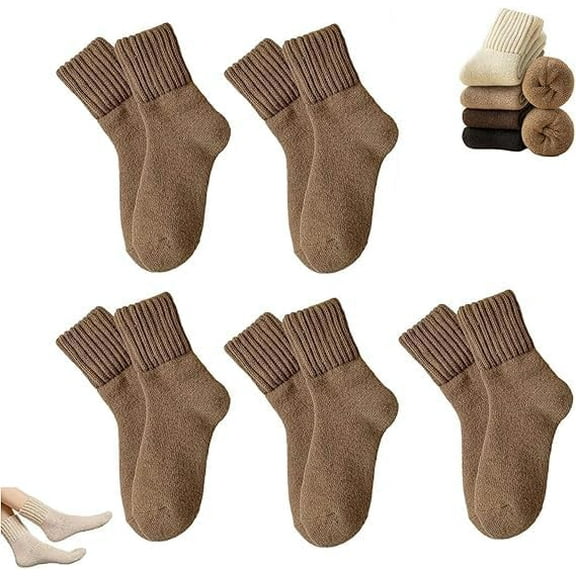 Kesuv Fall Socks, Kesuv 5 Pairs Women's Solid Mid-calf Socks, , for Fall Winter,Cozy Sweater Sock(5 Pairs)