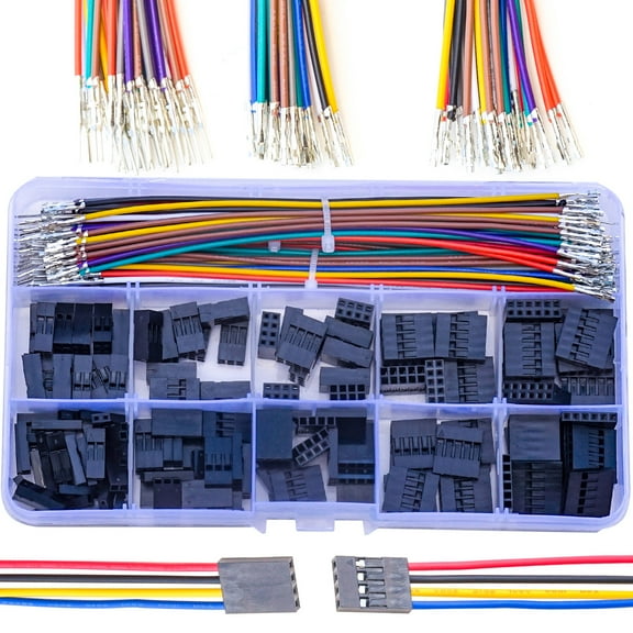 Keszoox Dupont 2.54mm Single Dual Row Cable Connector Kit 22AWG Premium Pre-Crimped Cables