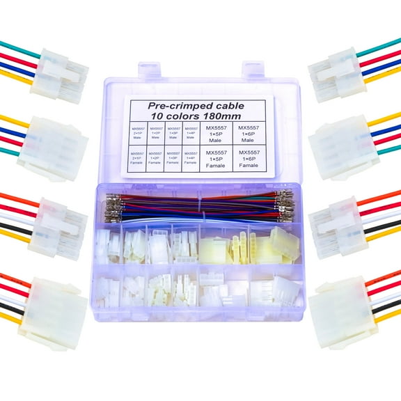 Keszoox Mini-Fit Jr 4.2mm Single Row Compatible with Molex Cable Connector Kit 20AWG Premium Pre-Crimped Cables