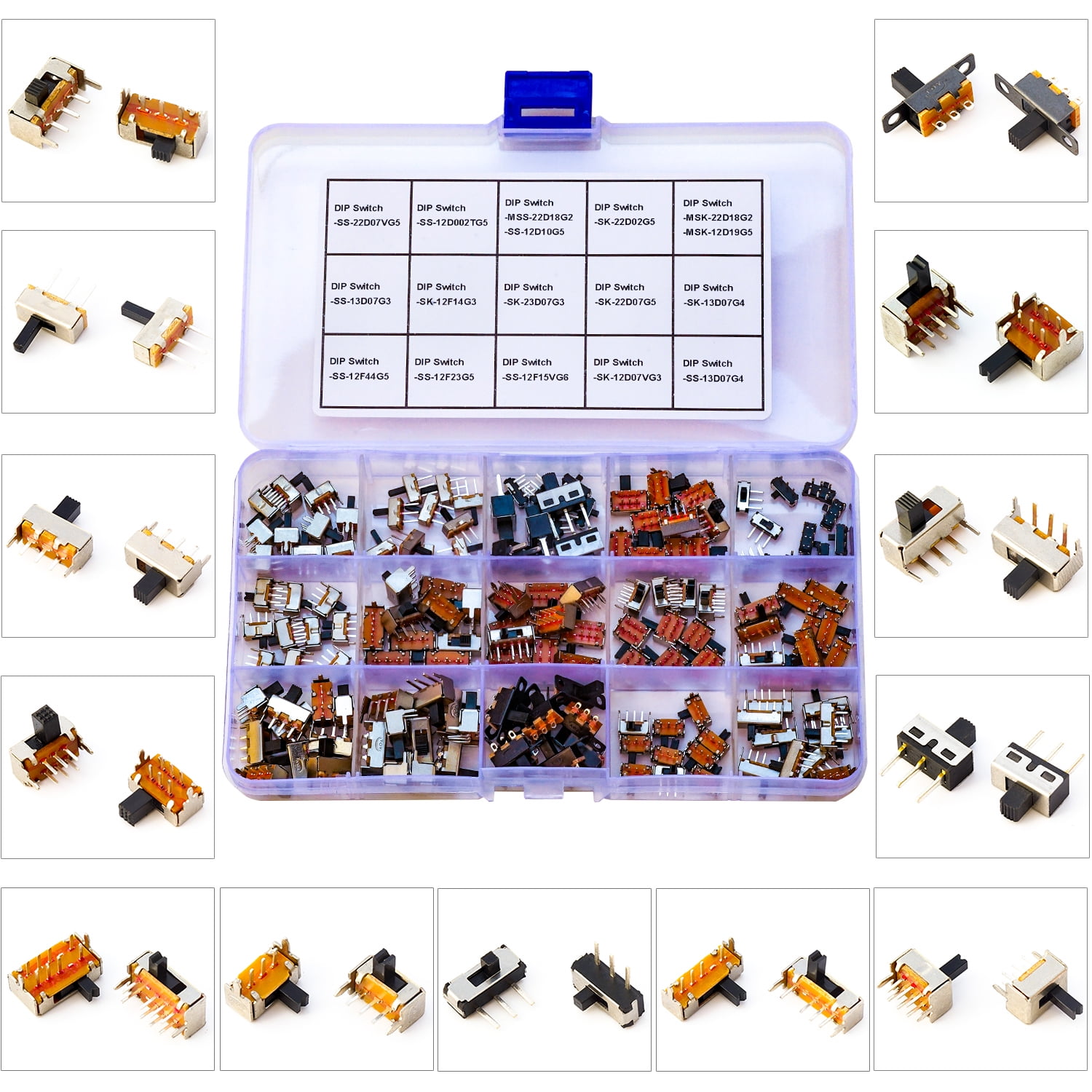 Keszoox Slide Switch Assorted Kit Mini Micro PCB Panel Slide Switch ...
