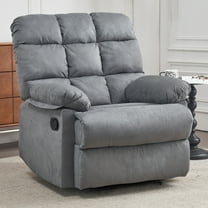 Ketaiyou Rocker Recliner Chair for Adults, Overstuffed Large Manual Rocking Recliner, Upholstered Soft Fabric Living Room, Metal Frame, Wood(Gray)