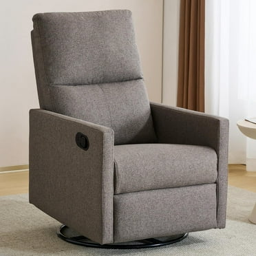 Ketaiyou Swivel Rocking Recliner Chair for Adults, Home Nursery Glider for Living Room,Fabric (Grey)