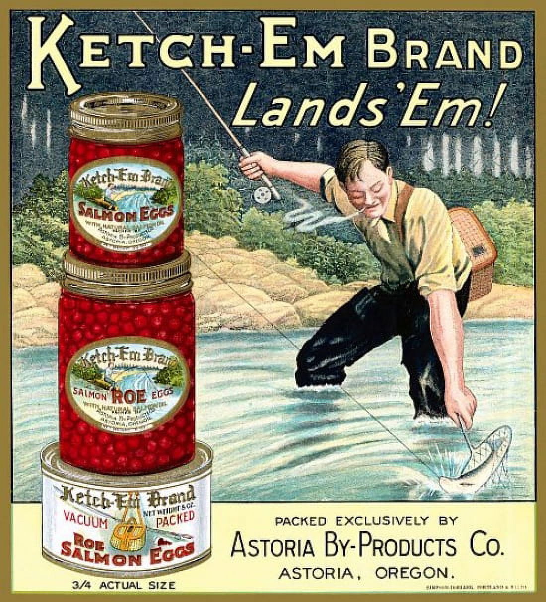 Ketch - Em Brand Salmon Eggs label Canvas Art - (24 x 36)