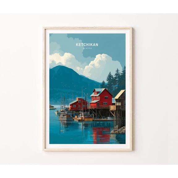 Ketchikan Alaska Harbor Waterfront Wall Art Home Decor