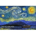 thumbnail image 1 of Ketchikan, Alaska, Inside Passage, Starry Night (24x36 Giclee Gallery Art Print, Vivid Textured Wall Decor), 1 of 3