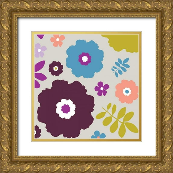 Ketchum, Nicole 12x12 Gold Ornate Wood Framed with Double Matting Museum Art Print Titled - Sweet Floral IV