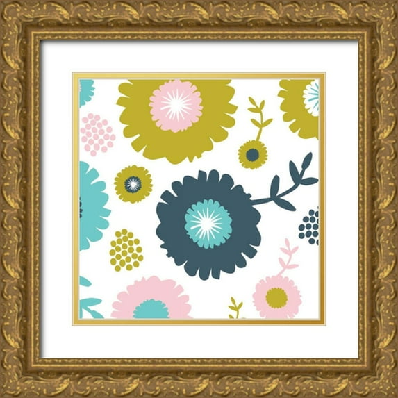 Ketchum, Nicole 15x15 Gold Ornate Wood Framed with Double Matting Museum Art Print Titled - Garden Floral II