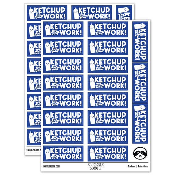 Ketchup Catch Up on Your Work Teacher Student School Sticker Set - Dark Blue - Matte Finish - 2.00" Large