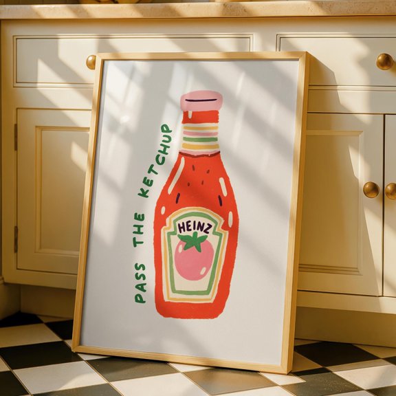 Ketchup Kitchen Print - Red Sauce Print - Kitchen Decor - Dining Room Poster , Poster Print Only