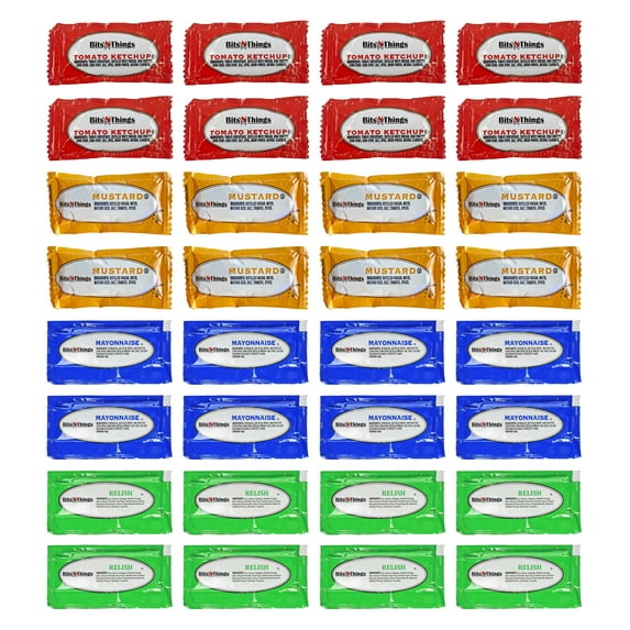 Ketchup, Mustard, Mayonnaise and Relish Portion Control Packets | 50 of Each (200 Count)