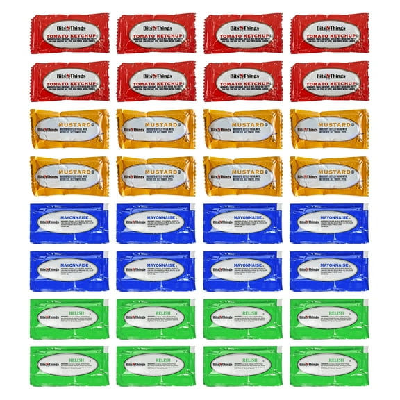 Ketchup, Mustard, Mayonnaise and Relish Portion Control Packets | 50 of Each (200 Count)