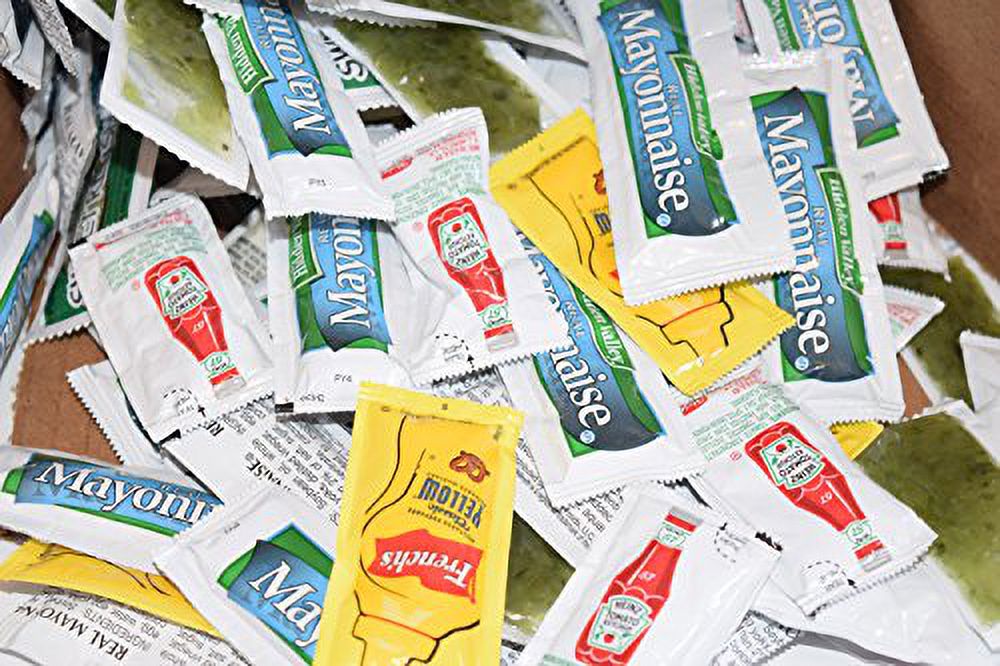 Ketchup, Mustard, Relish, and Mayo packets (50 of each)