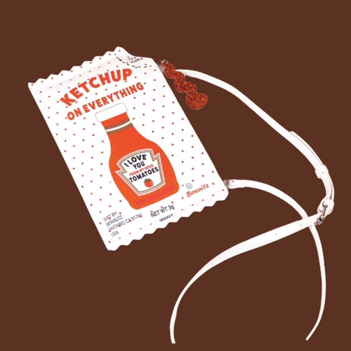 Ketchup Sauce Packet Crossbody Bag for Women – Novelty Food Inspired PU Leather Cute Purse, Trendy Statement Handbag